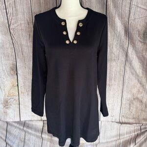 Chico's Black Tunic with Gold Button Accents